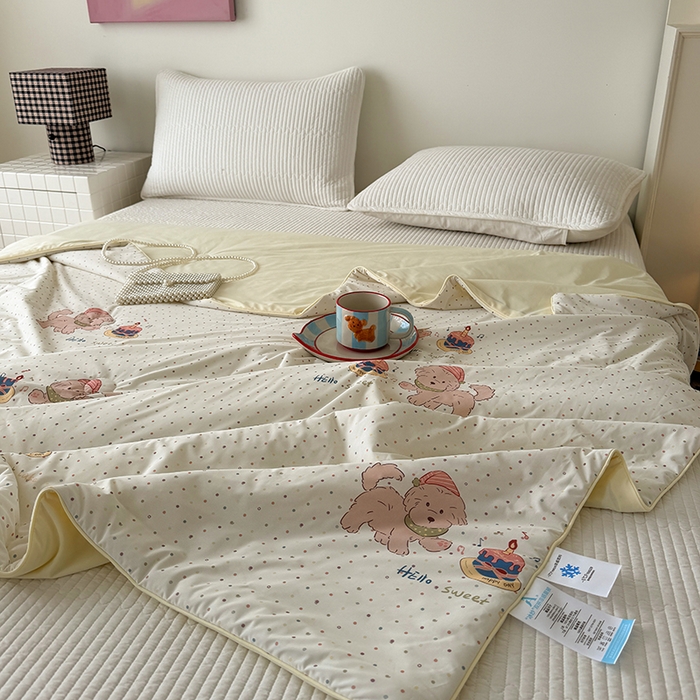 91家纺网 家纺一手货源 找家纺 HL原创 2026春夏新款双面小冰皮夏被夏凉被空调被 糖豆豆