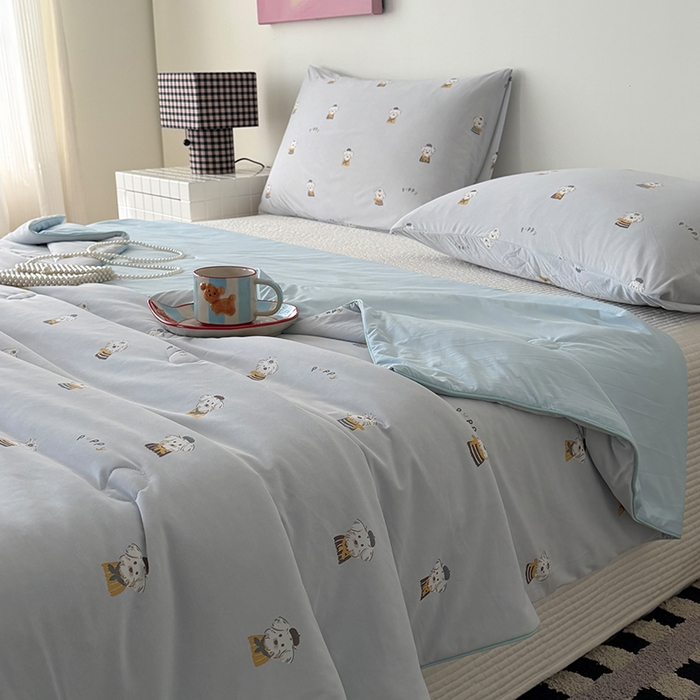 91家纺网 家纺一手货源 找家纺 HL原创 2026春夏新款双面小冰皮夏被夏凉被空调被 学士狗