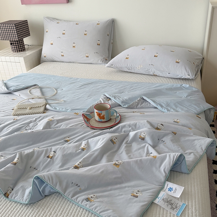 91家纺网 家纺一手货源 找家纺 HL原创 2026春夏新款双面小冰皮夏被夏凉被空调被 学士狗