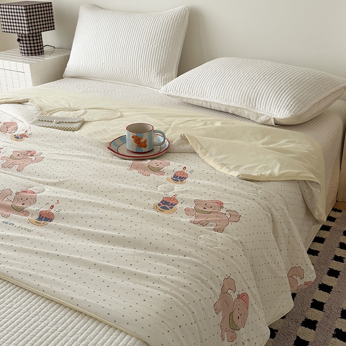 91家纺网 家纺一手货源 找家纺 HL原创 2026春夏新款双面小冰皮夏被夏凉被空调被 糖豆豆