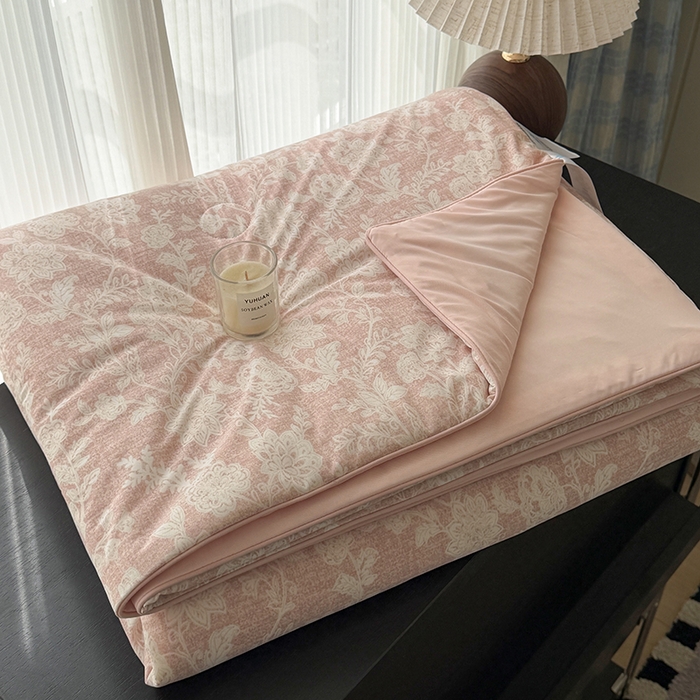 HL原创 2026春夏新款双面小冰皮夏被夏凉被空调被 南法假日-粉