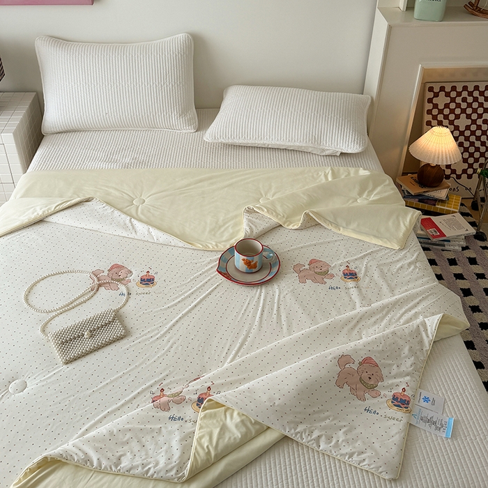 91家纺网 家纺一手货源 找家纺 HL原创 2026春夏新款双面小冰皮夏被夏凉被空调被 糖豆豆