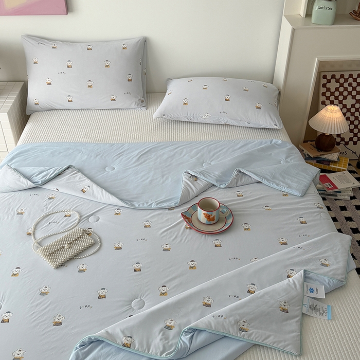 91家纺网 家纺一手货源 找家纺 HL原创 2026春夏新款双面小冰皮夏被夏凉被空调被 学士狗