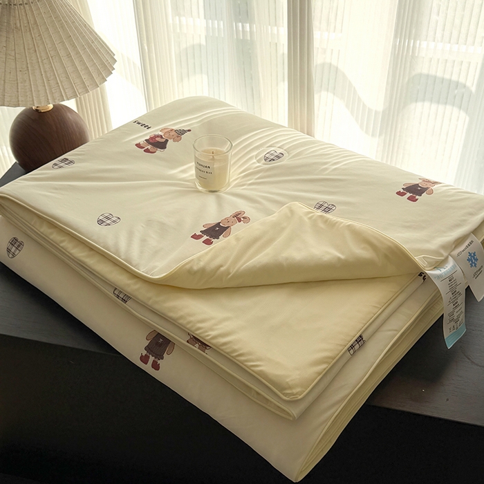 91家纺网 家纺一手货源 找家纺 HL原创 2026春夏新款双面小冰皮夏被夏凉被空调被 菲菲兔