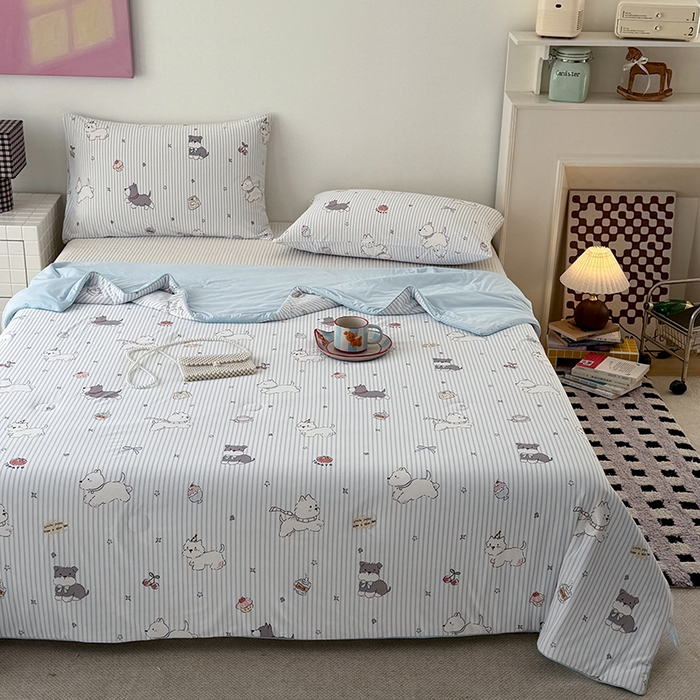 91家纺网 家纺一手货源 找家纺 HL原创 2026春夏新款双面小冰皮夏被夏凉被空调被 条纹狗