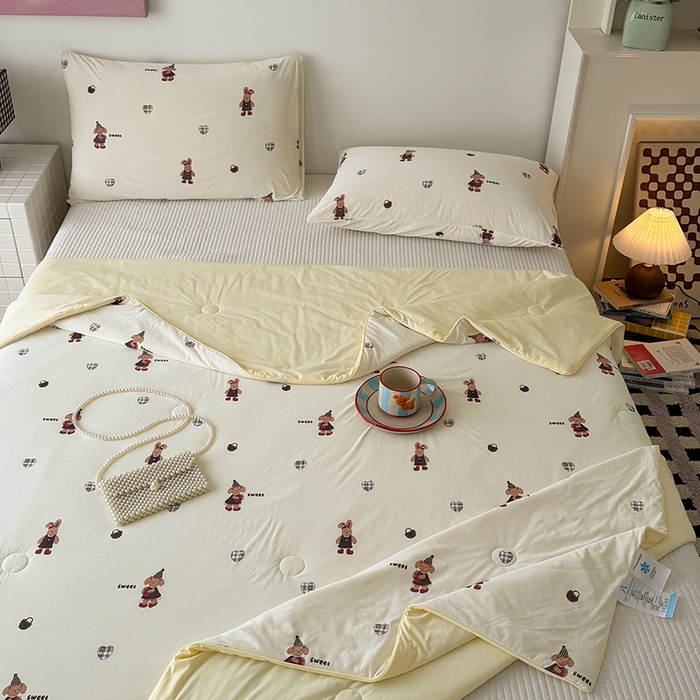 91家纺网 家纺一手货源 找家纺 HL原创 2026春夏新款双面小冰皮夏被夏凉被空调被 菲菲兔