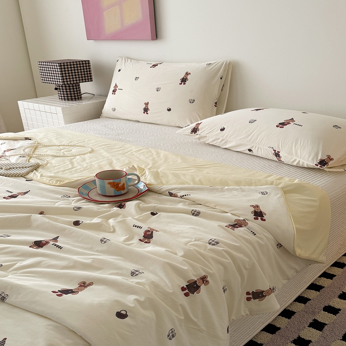 91家纺网 家纺一手货源 找家纺 HL原创 2026春夏新款双面小冰皮夏被夏凉被空调被 菲菲兔