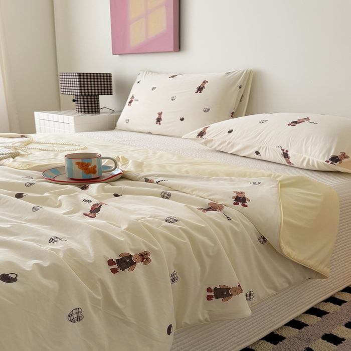 91家纺网 家纺一手货源 找家纺 HL原创 2026春夏新款双面小冰皮夏被夏凉被空调被 菲菲兔