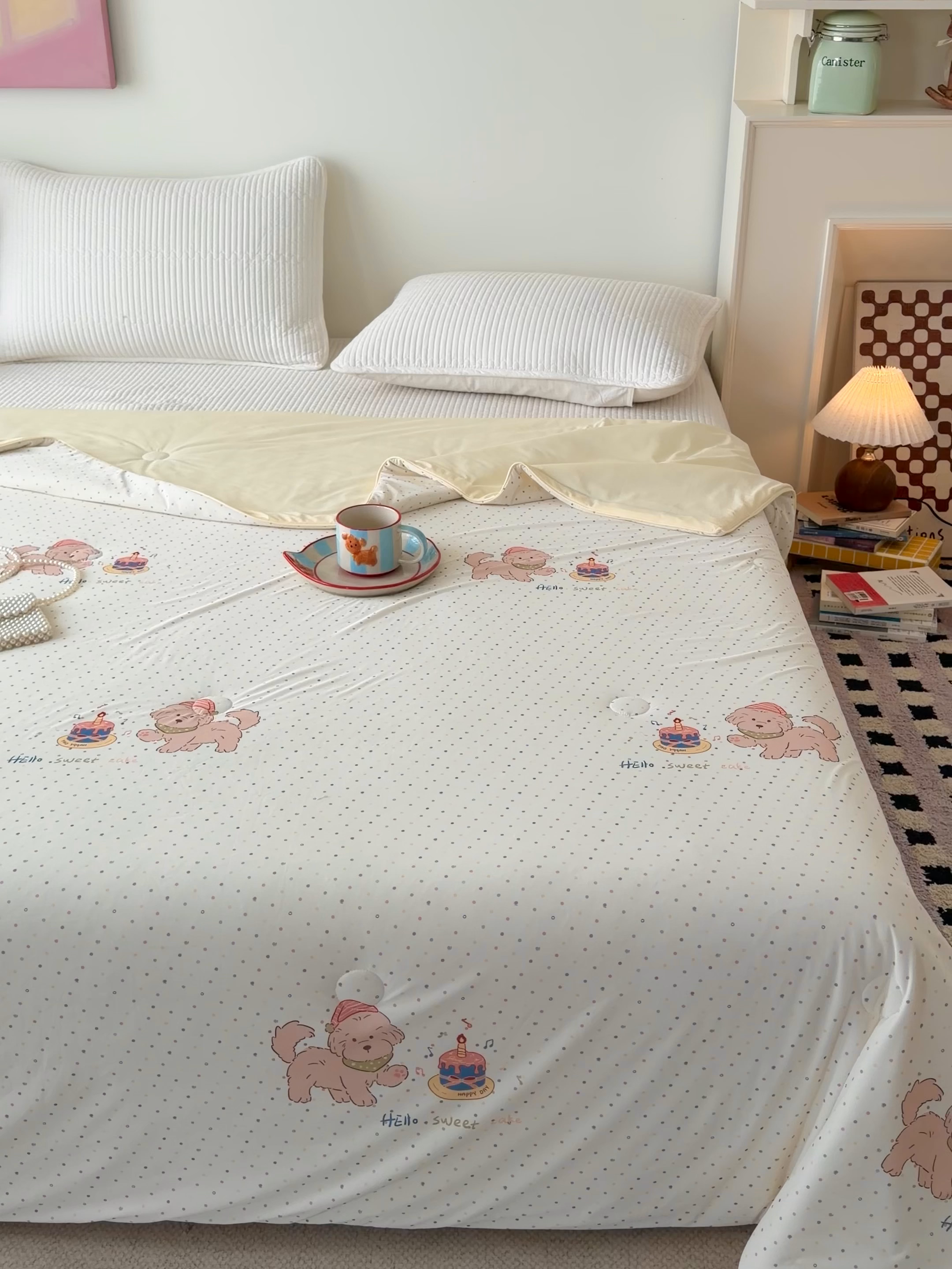 91家纺网 家纺一手货源 找家纺 HL原创 2026春夏新款双面小冰皮夏被夏凉被空调被 糖豆豆