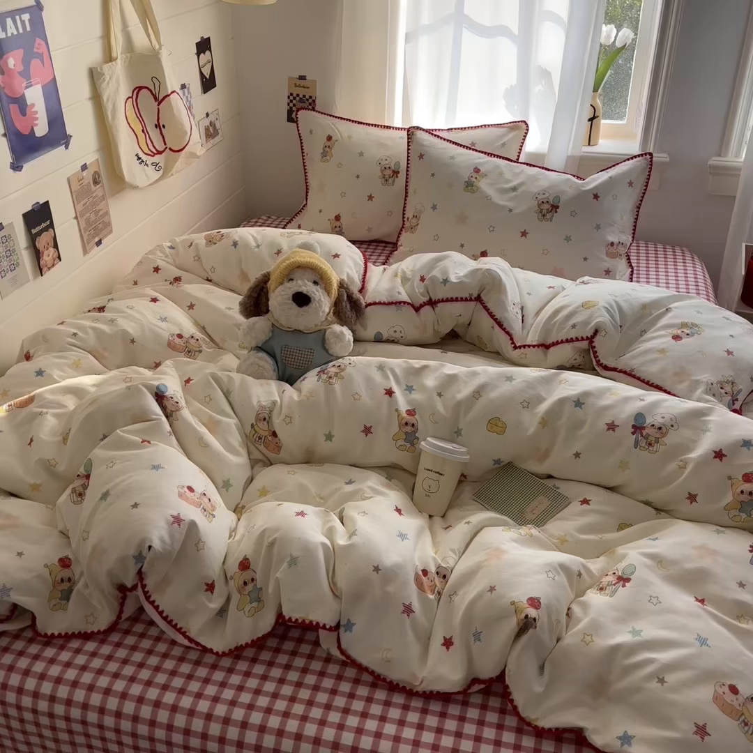 91家纺网 家纺一手货源 找家纺 （总）慕尚家纺 2026春夏新款全棉纯棉印花三角针四件套