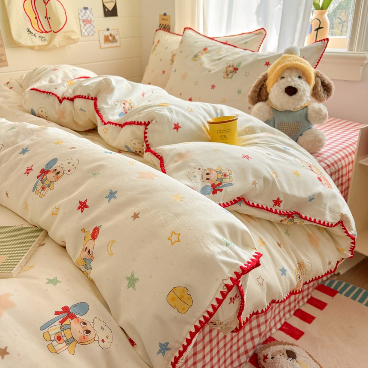 （总）慕尚家纺 2026春夏新款全棉纯棉印花三角针四件套