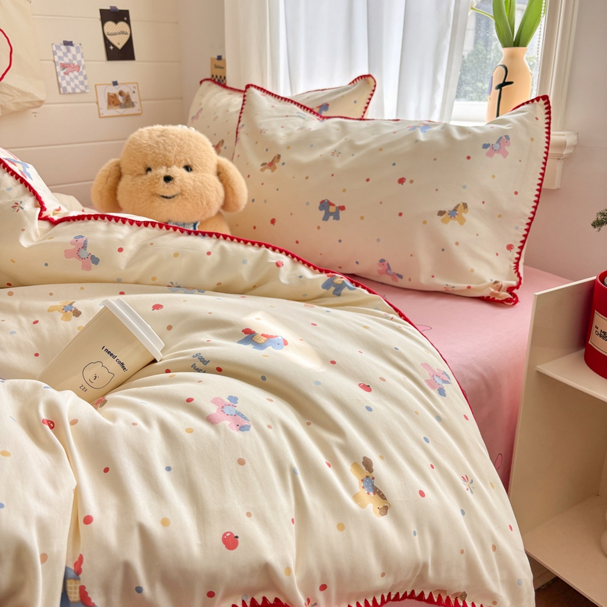 91家纺网 家纺一手货源 找家纺 慕尚家纺 2026春夏新款全棉纯棉印花三角针四件套 马力全开