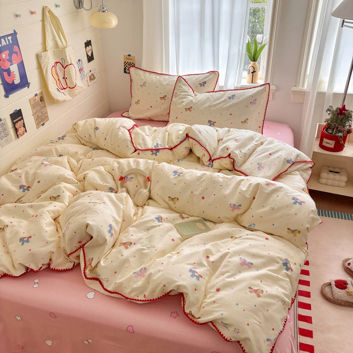 91家纺网 家纺一手货源 找家纺 慕尚家纺 2026春夏新款全棉纯棉印花三角针四件套 马力全开