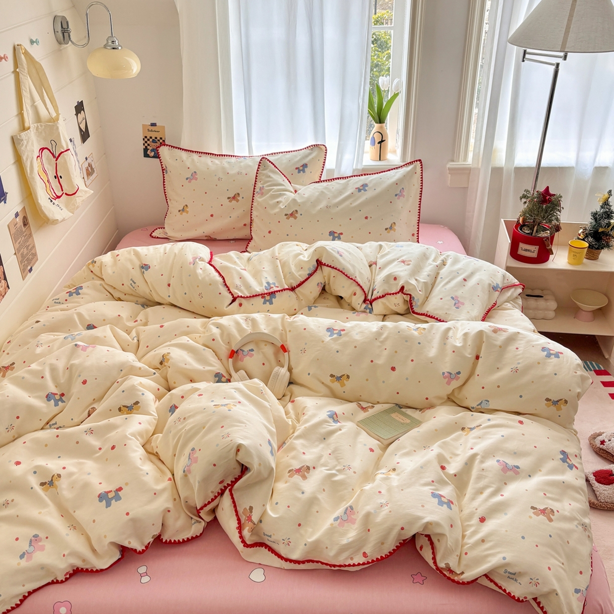 91家纺网 家纺一手货源 找家纺 慕尚家纺 2026春夏新款全棉纯棉印花三角针四件套 马力全开