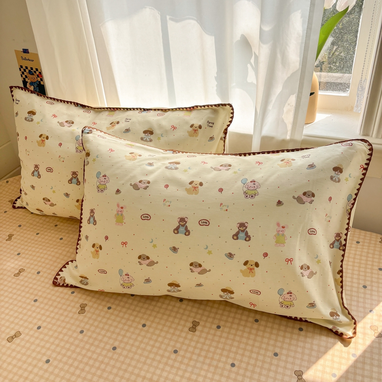 91家纺网 家纺一手货源 找家纺 慕尚家纺 2026春夏新款全棉纯棉印花三角针四件套 气球小狗