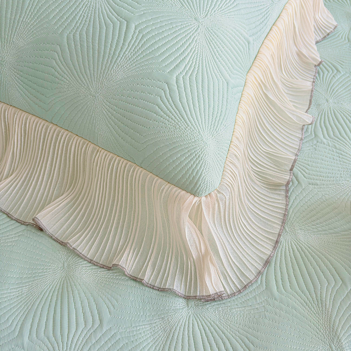 91家纺网 家纺一手货源 找家纺 锦格家纺 2026新款凉感丝网纱凉席席子 轻梦瑶-抹茶绿