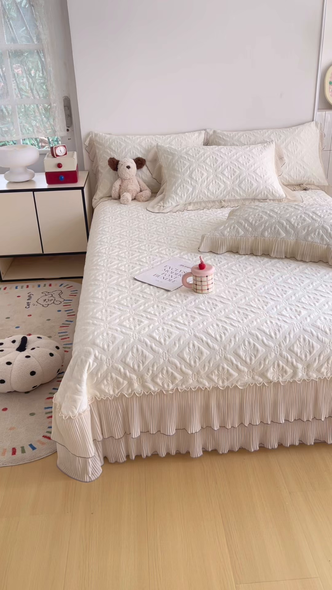 91家纺网 家纺一手货源 找家纺 锦格家纺 2026新款凉感丝网纱凉席席子 洛芙漫-奶昔白