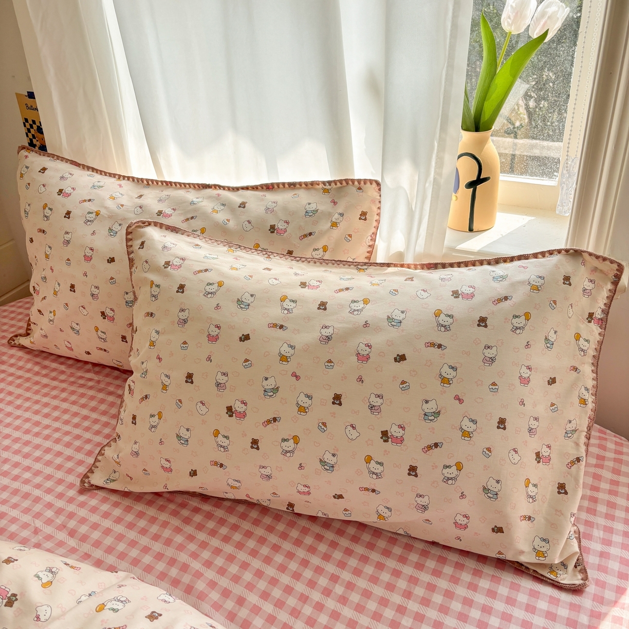 91家纺网 家纺一手货源 找家纺 慕尚家纺 2026春夏新款全棉纯棉印花三角针四件套 甜喵KT