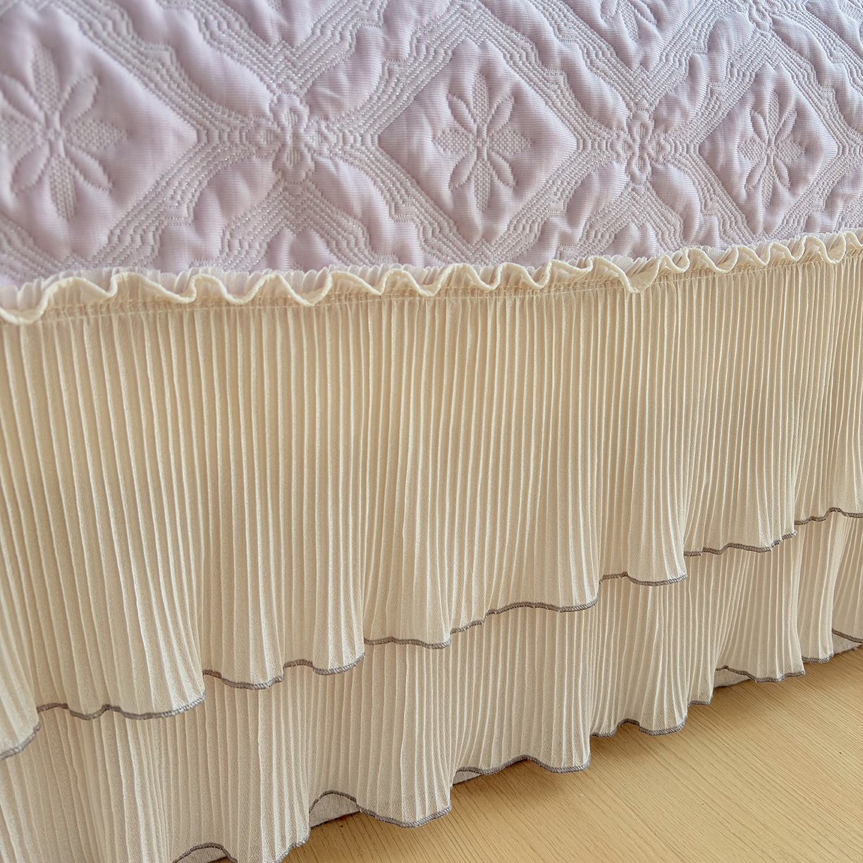 91家纺网 家纺一手货源 找家纺 锦格家纺 2026新款凉感丝网纱凉席夏被夏凉被空调被四件套 洛芙漫-香芋紫