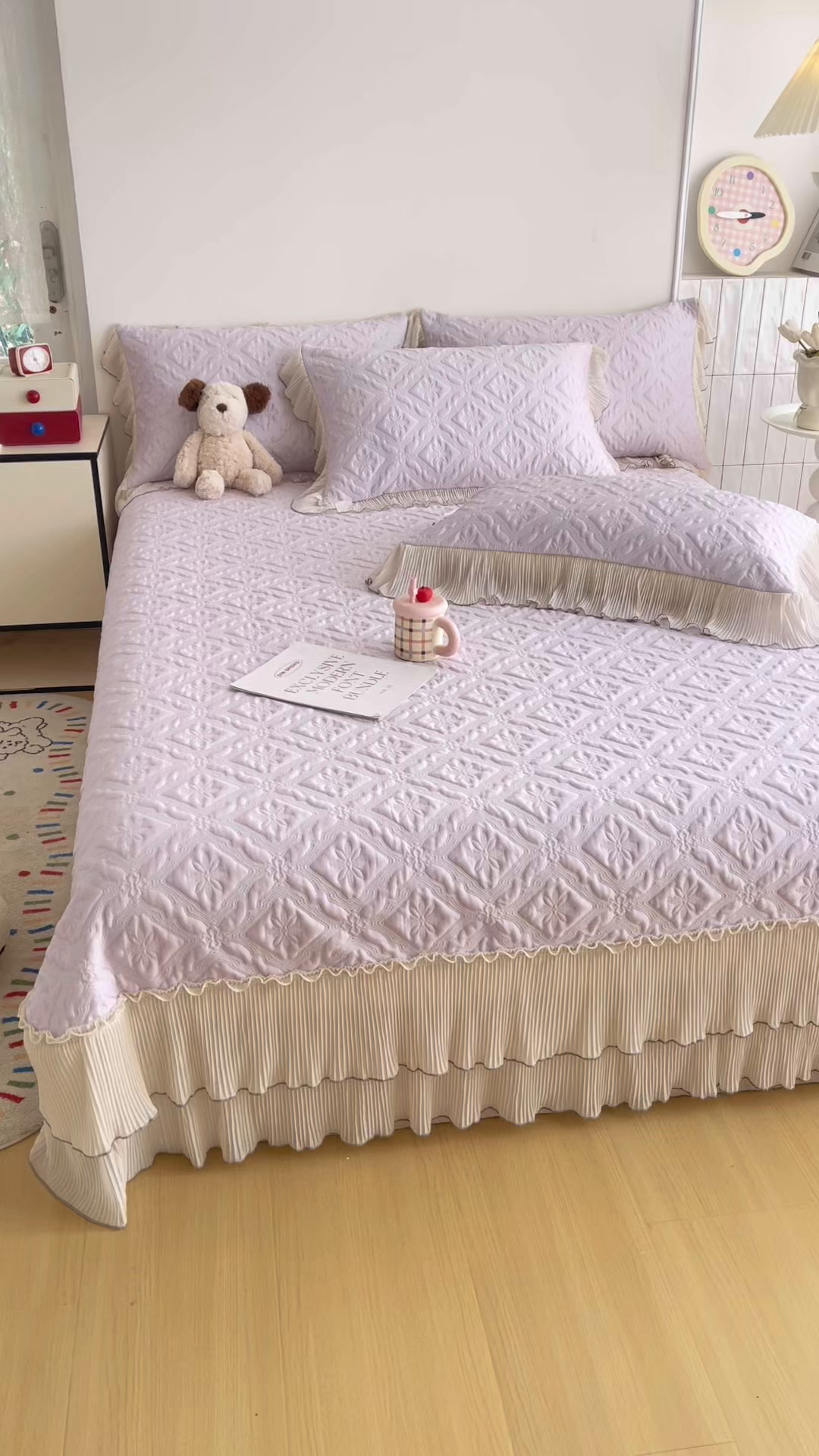 91家纺网 家纺一手货源 找家纺 锦格家纺 2026新款凉感丝网纱凉席夏被夏凉被空调被四件套 洛芙漫-香芋紫