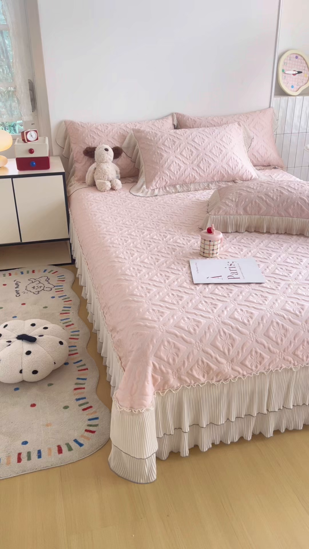 91家纺网 家纺一手货源 找家纺 锦格家纺 2026新款凉感丝网纱凉席夏被夏凉被空调被四件套 洛芙漫-柔雾粉