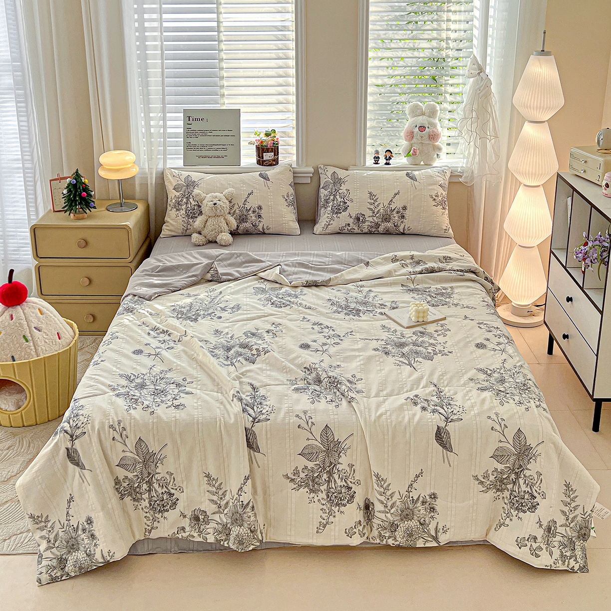 91家纺网 家纺一手货源 找家纺 王朝国际 2026新款A类彩竺棉印花夏被四件套 木兮枝