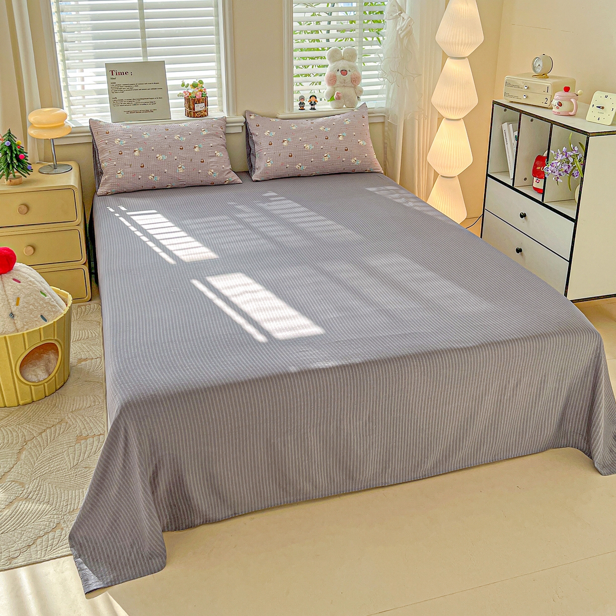 91家纺网 家纺一手货源 找家纺 王朝国际 2026新款A类彩竺棉印花夏被四件套 安妮兔