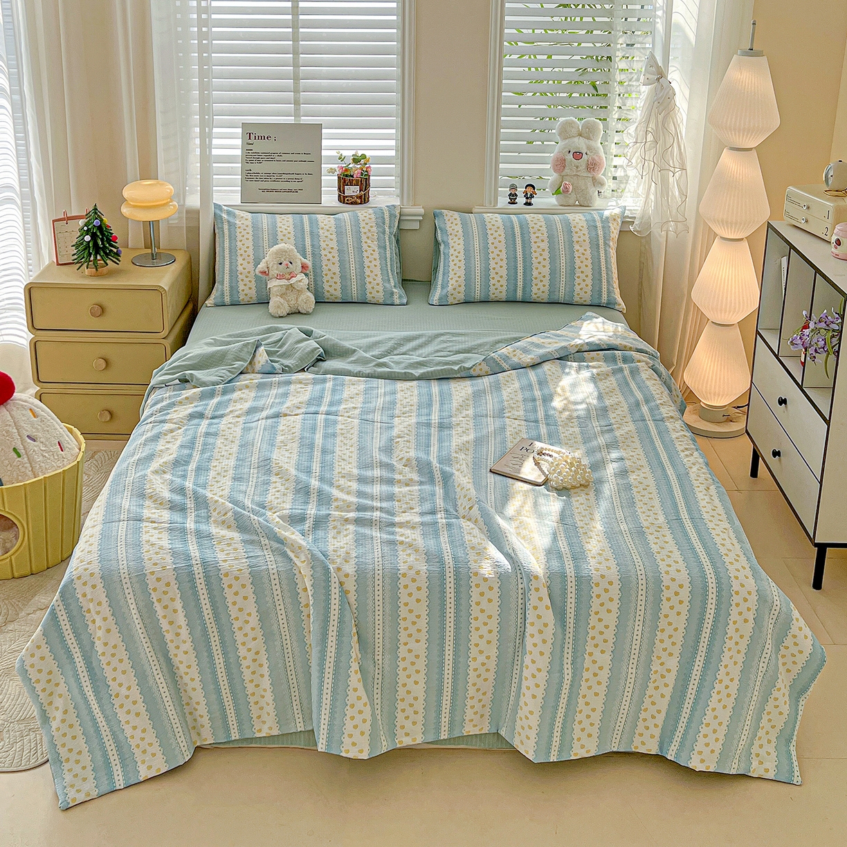 王朝国际 2026新款A类彩竺棉印花夏被四件套 海洋之心