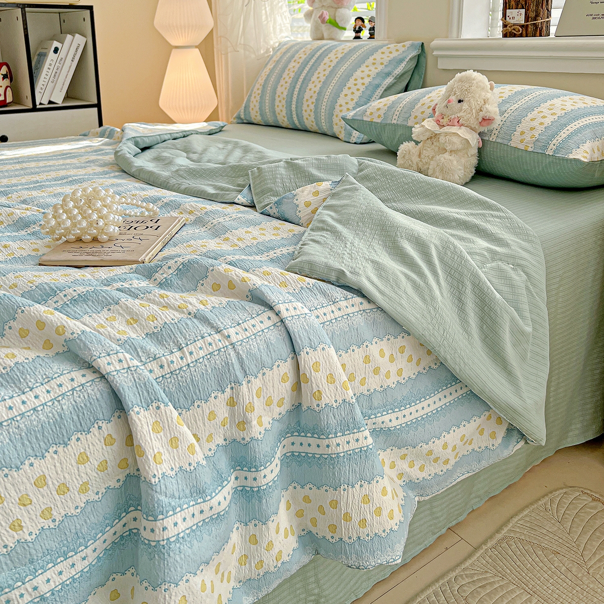 91家纺网 家纺一手货源 找家纺 王朝国际 2026新款A类彩竺棉印花夏被四件套 海洋之心