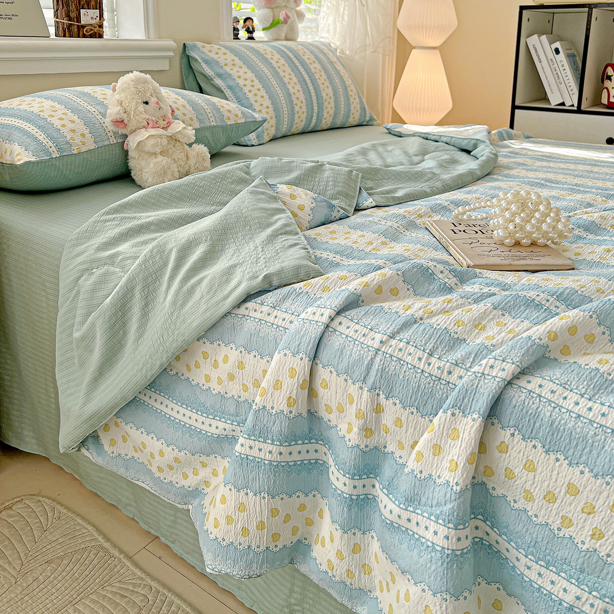 91家纺网 家纺一手货源 找家纺 王朝国际 2026新款A类彩竺棉印花夏被四件套 海洋之心