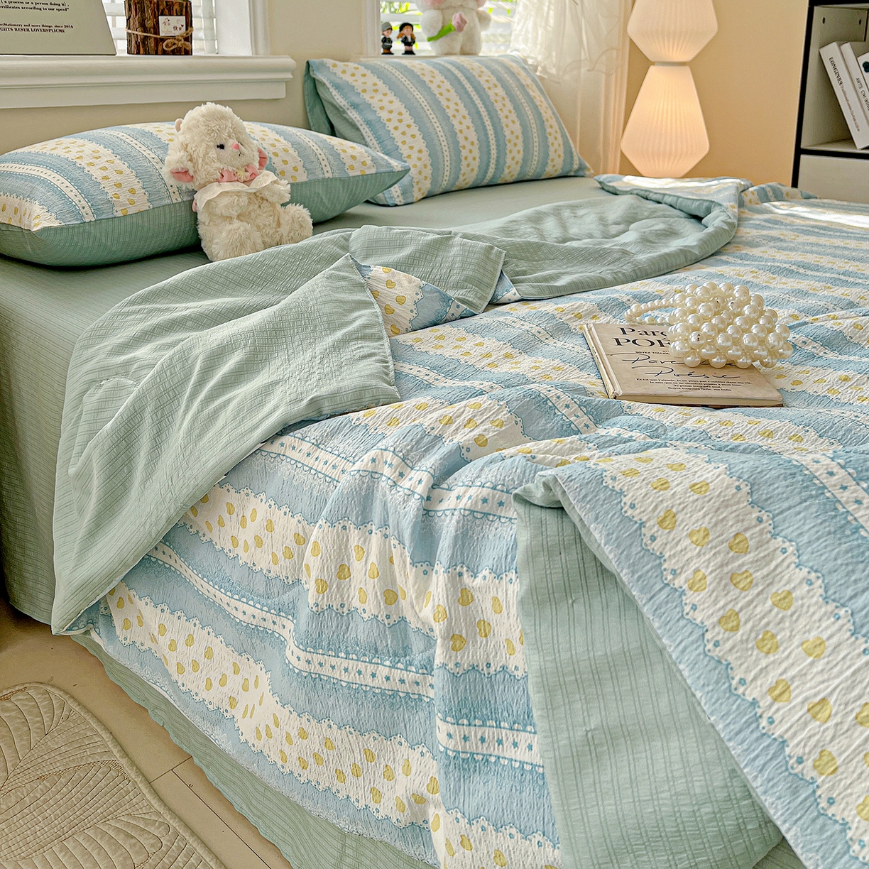 91家纺网 家纺一手货源 找家纺 王朝国际 2026新款A类彩竺棉印花夏被四件套 海洋之心