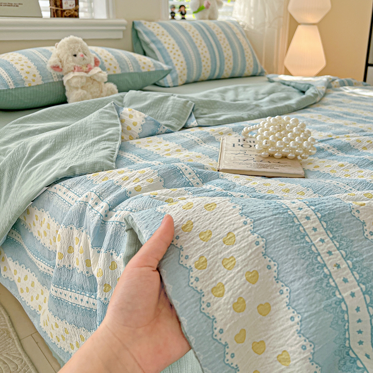 91家纺网 家纺一手货源 找家纺 王朝国际 2026新款A类彩竺棉印花夏被四件套 海洋之心