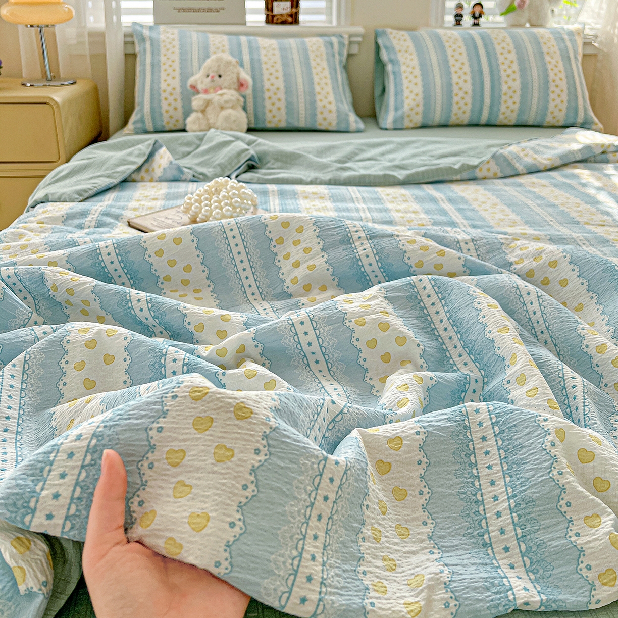 91家纺网 家纺一手货源 找家纺 王朝国际 2026新款A类彩竺棉印花夏被四件套 海洋之心