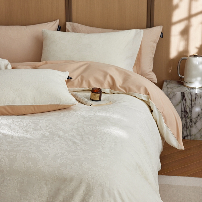 91家纺网 家纺一手货源 找家纺 （总）沐珩家纺 2026新款全棉纯棉提花大雁纹磨毛四件套人字纹四件套（欧式茛苕纹）