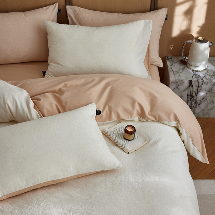 91家纺网 家纺一手货源 找家纺 （总）沐珩家纺 2026新款全棉纯棉提花大雁纹磨毛四件套人字纹四件套（欧式茛苕纹）