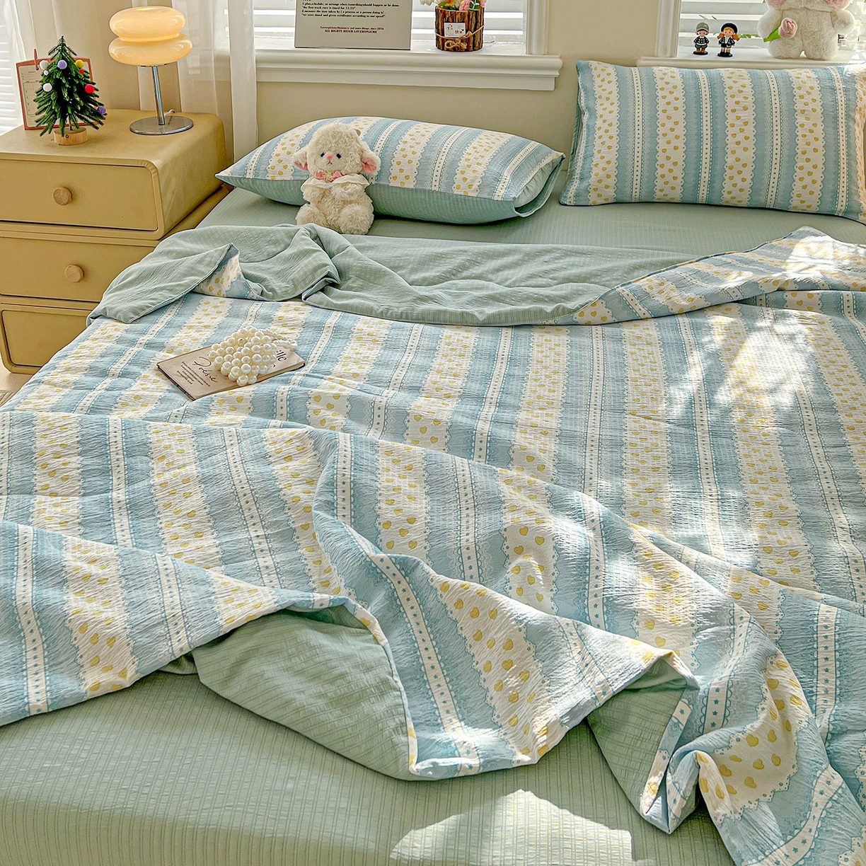 91家纺网 家纺一手货源 找家纺 王朝国际 2026新款A类彩竺棉印花夏被四件套 海洋之心