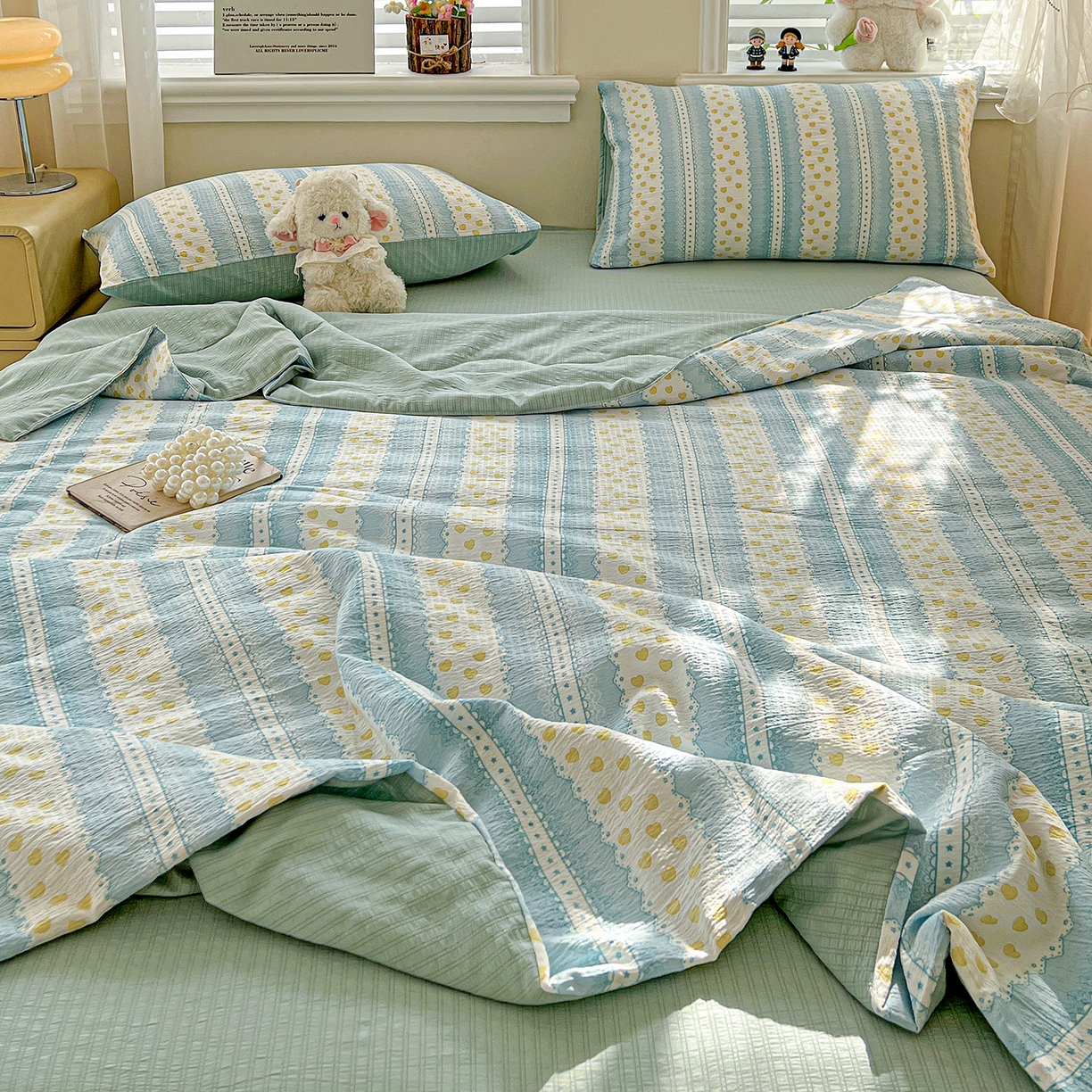 91家纺网 家纺一手货源 找家纺 王朝国际 2026新款A类彩竺棉印花夏被四件套 海洋之心