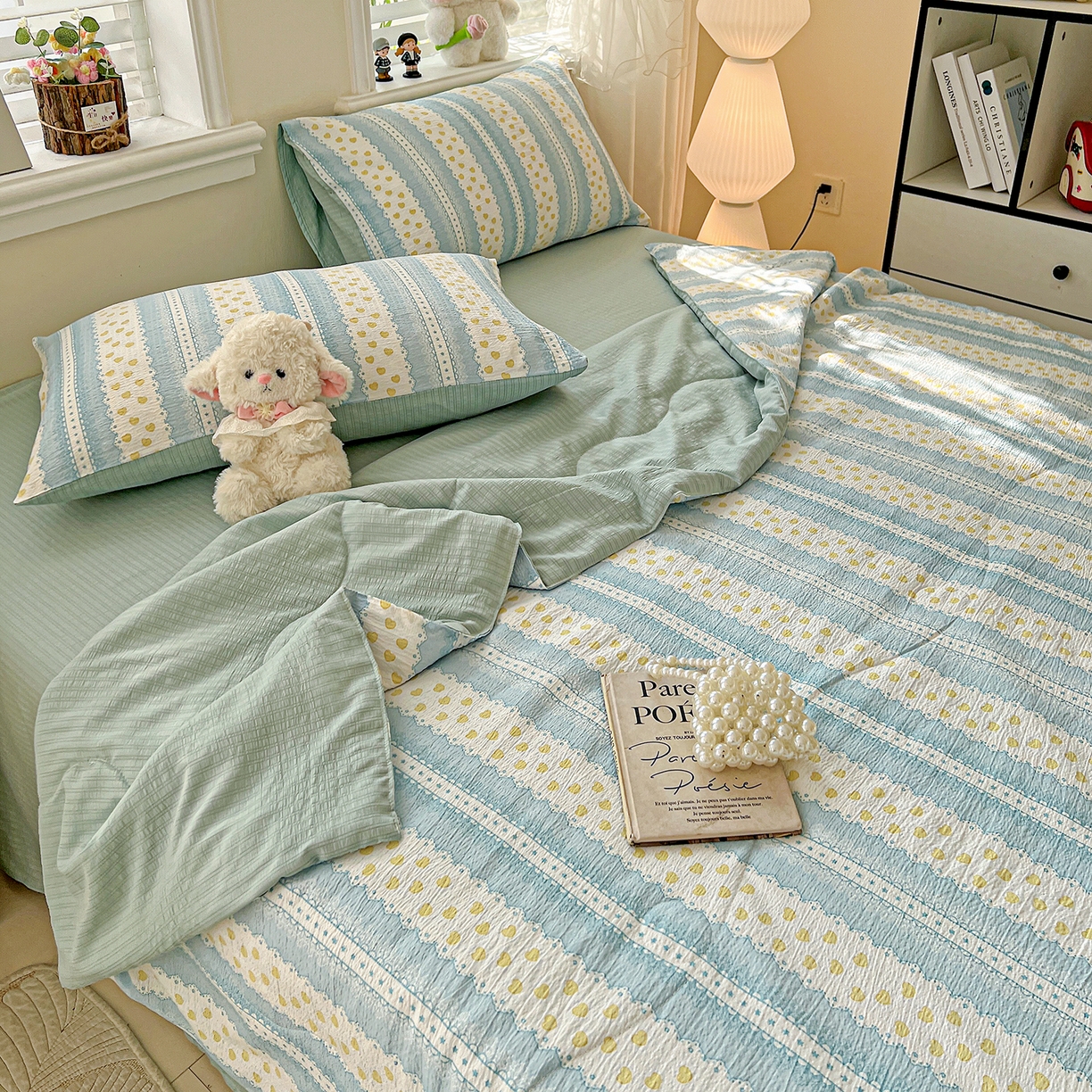 91家纺网 家纺一手货源 找家纺 王朝国际 2026新款A类彩竺棉印花夏被四件套 海洋之心