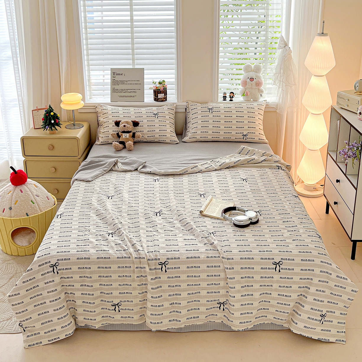 王朝国际 2026新款A类彩竺棉印花夏被四件套 蝴蝶结