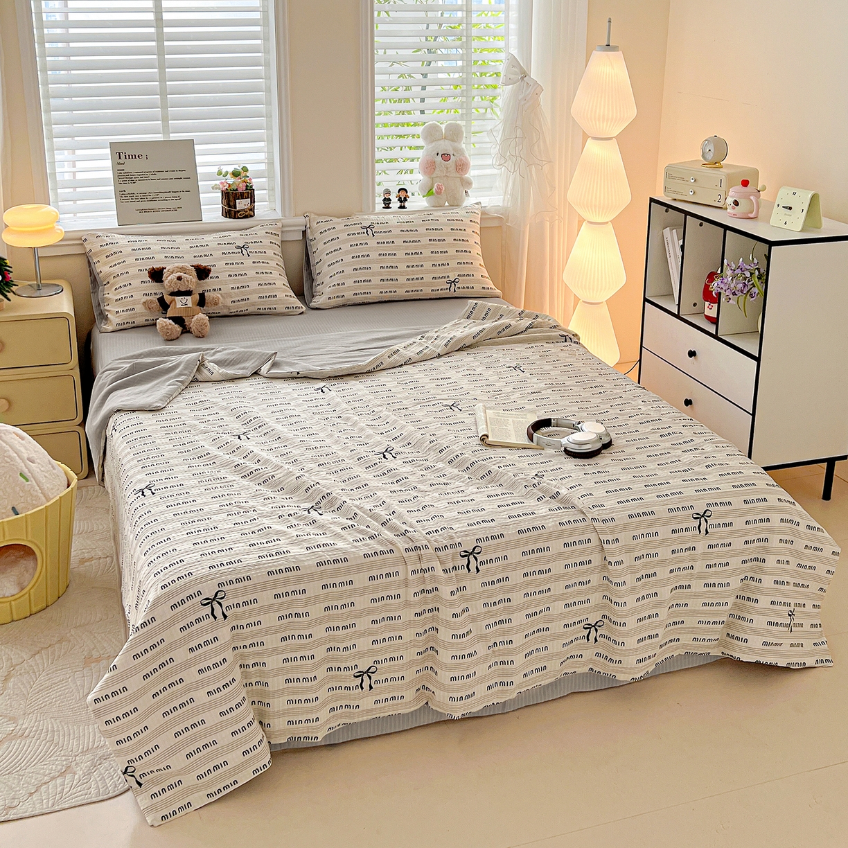 91家纺网 家纺一手货源 找家纺 王朝国际 2026新款A类彩竺棉印花夏被四件套 蝴蝶结