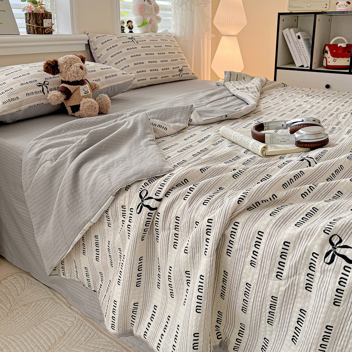 91家纺网 家纺一手货源 找家纺 王朝国际 2026新款A类彩竺棉印花夏被四件套 蝴蝶结