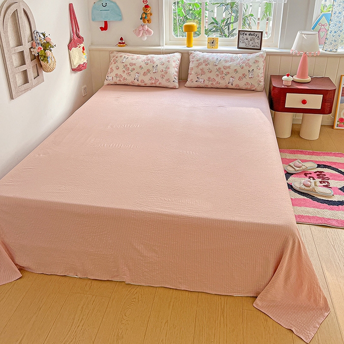 91家纺网 家纺一手货源 找家纺 王朝国际 2026新款A类彩竺棉印花夏被四件套 花与兔