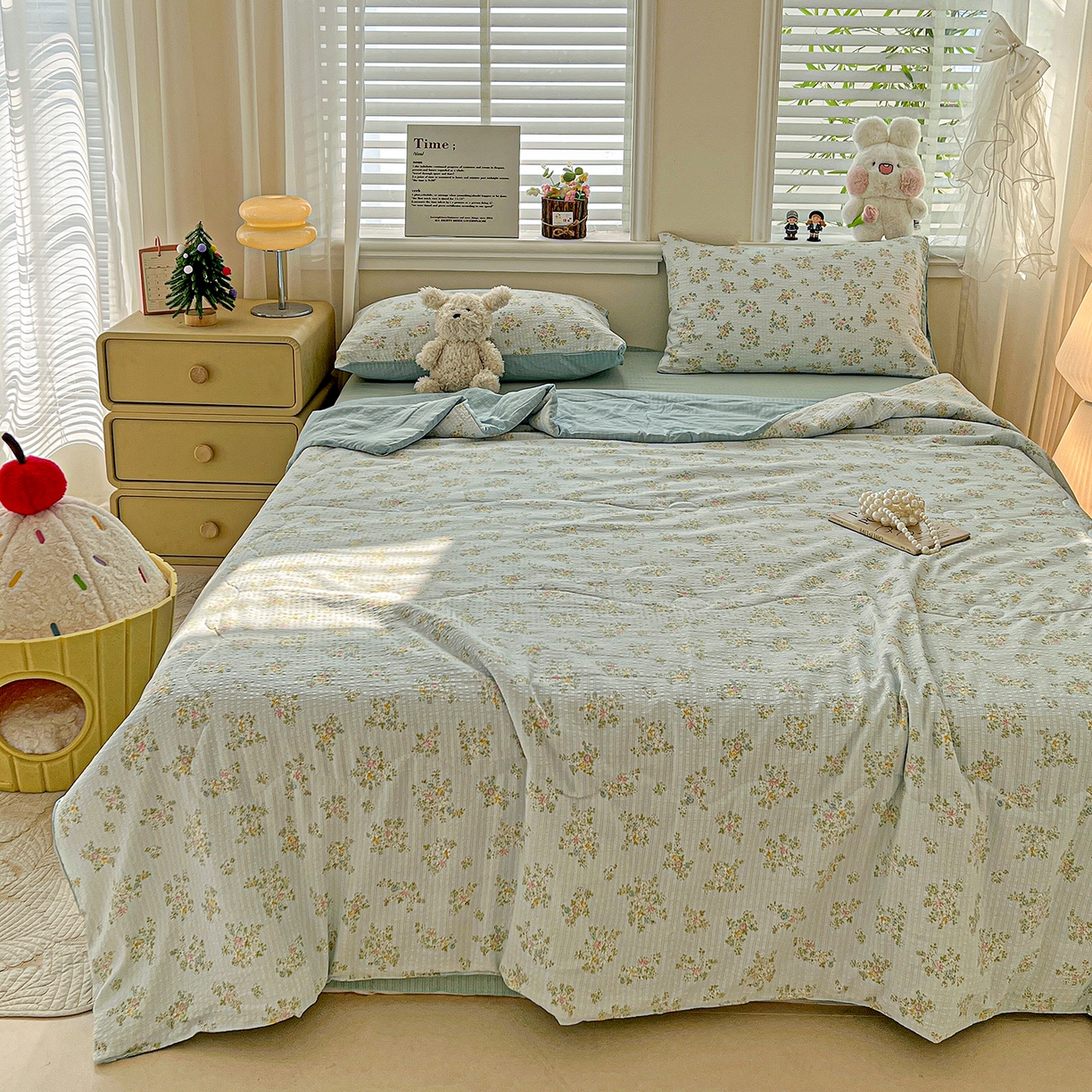 91家纺网 家纺一手货源 找家纺 王朝国际 2026新款A类彩竺棉印花夏被四件套 兰亭