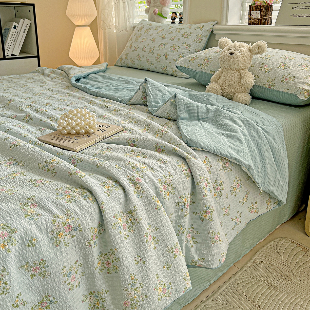 91家纺网 家纺一手货源 找家纺 王朝国际 2026新款A类彩竺棉印花夏被四件套 兰亭