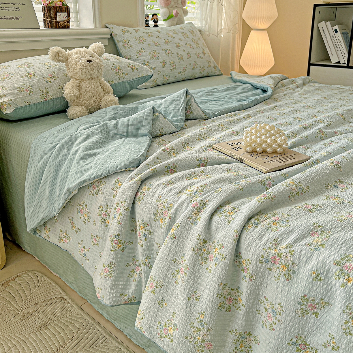 91家纺网 家纺一手货源 找家纺 王朝国际 2026新款A类彩竺棉印花夏被四件套 兰亭