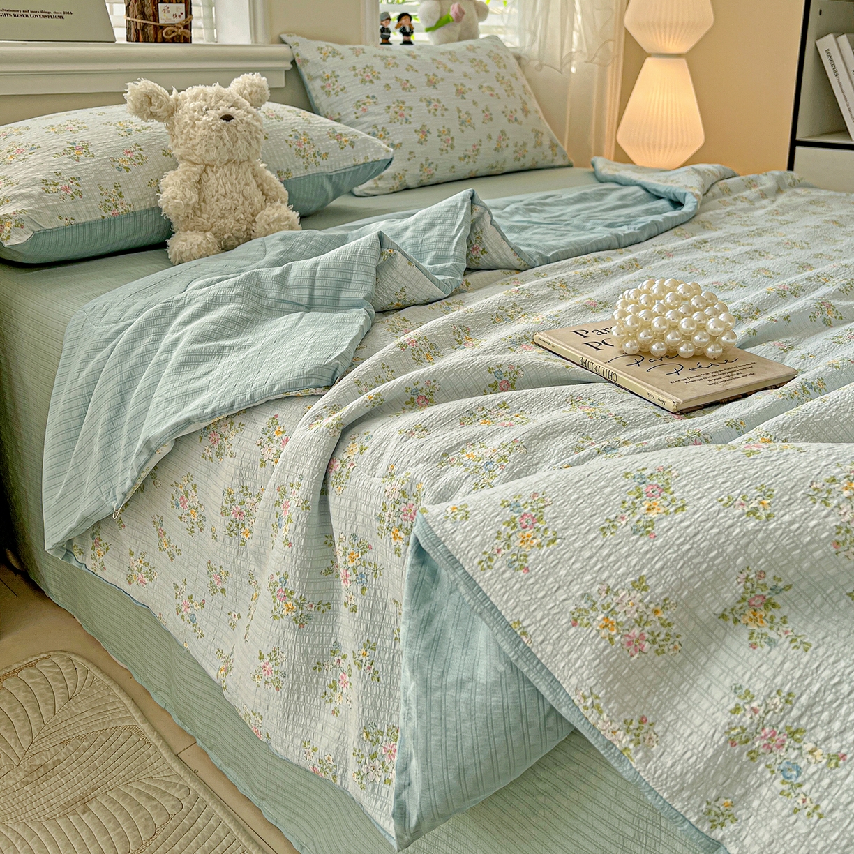 91家纺网 家纺一手货源 找家纺 王朝国际 2026新款A类彩竺棉印花夏被四件套 兰亭