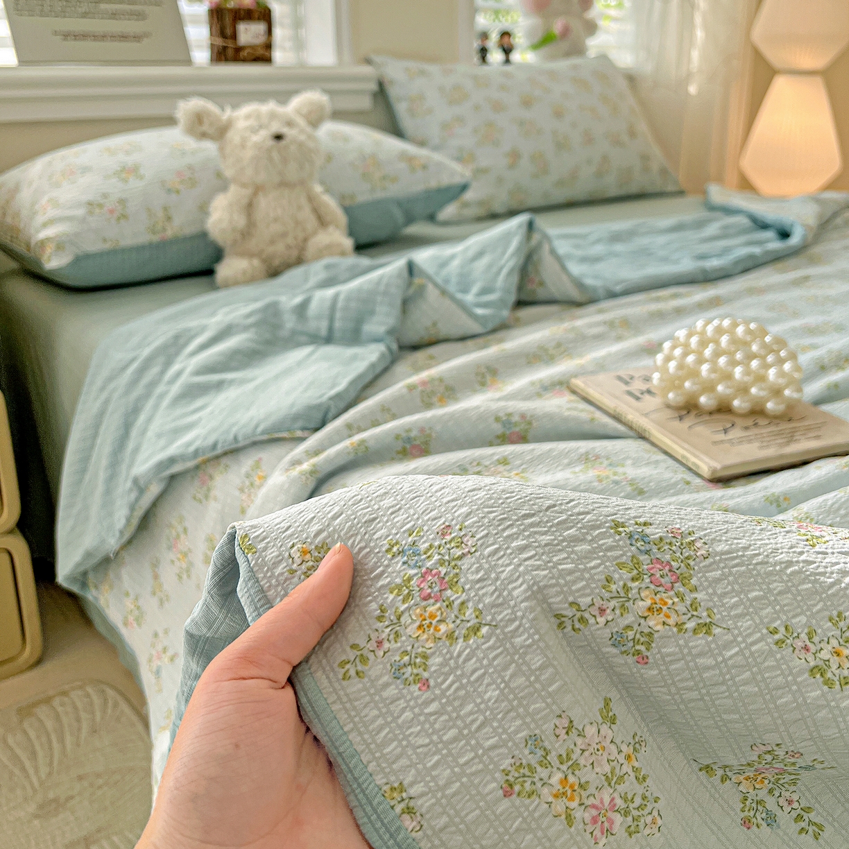 91家纺网 家纺一手货源 找家纺 王朝国际 2026新款A类彩竺棉印花夏被四件套 兰亭