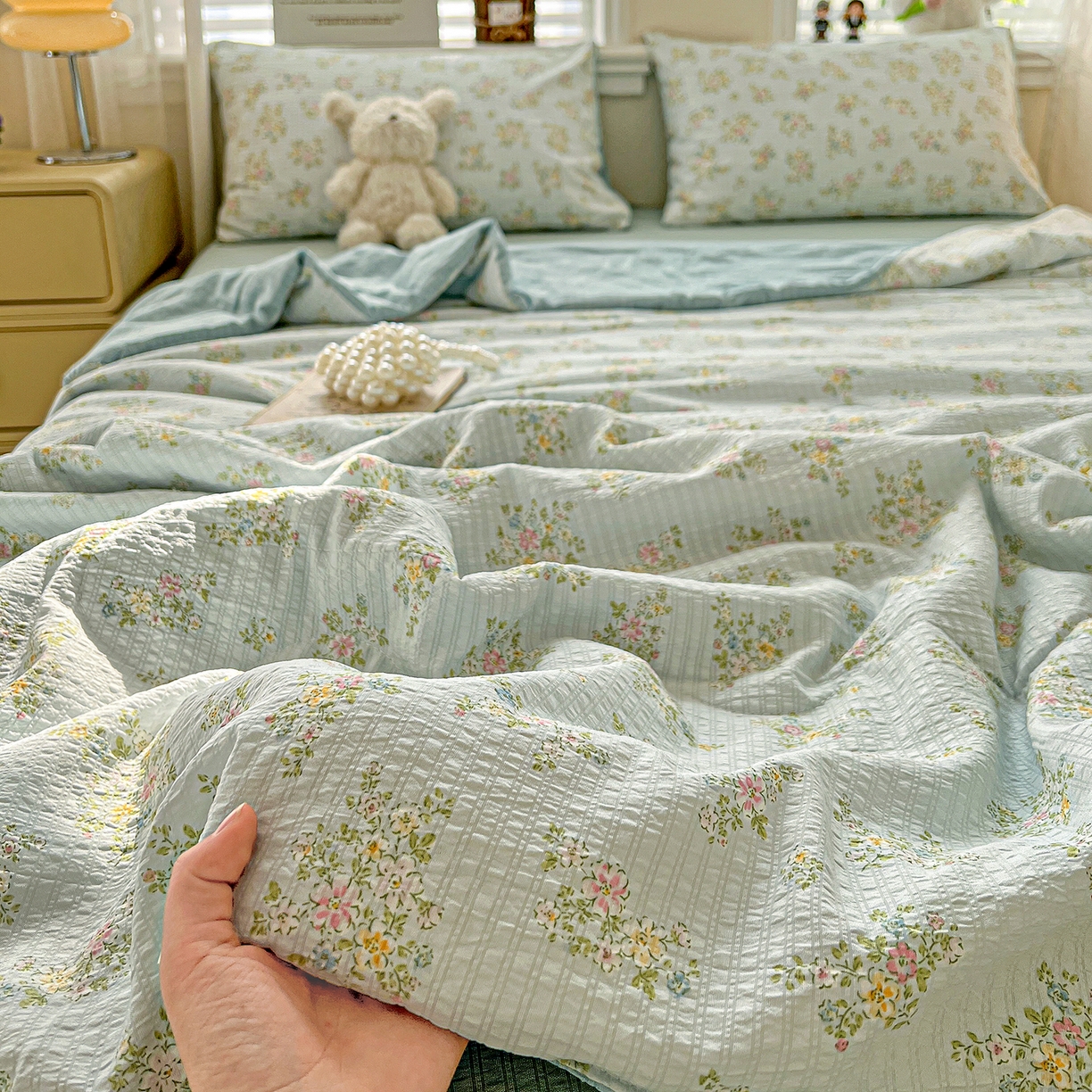 91家纺网 家纺一手货源 找家纺 王朝国际 2026新款A类彩竺棉印花夏被四件套 兰亭