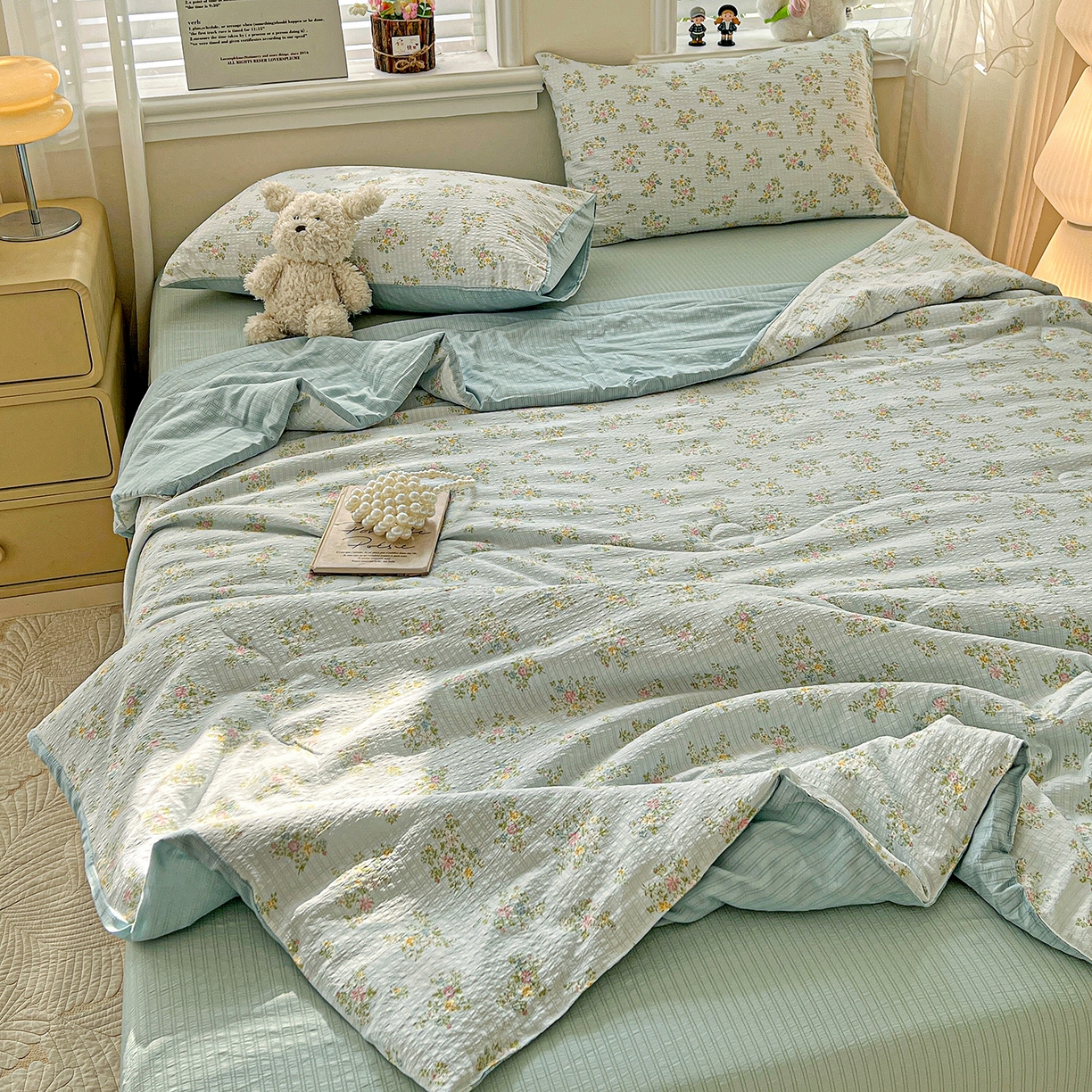 91家纺网 家纺一手货源 找家纺 王朝国际 2026新款A类彩竺棉印花夏被四件套 兰亭