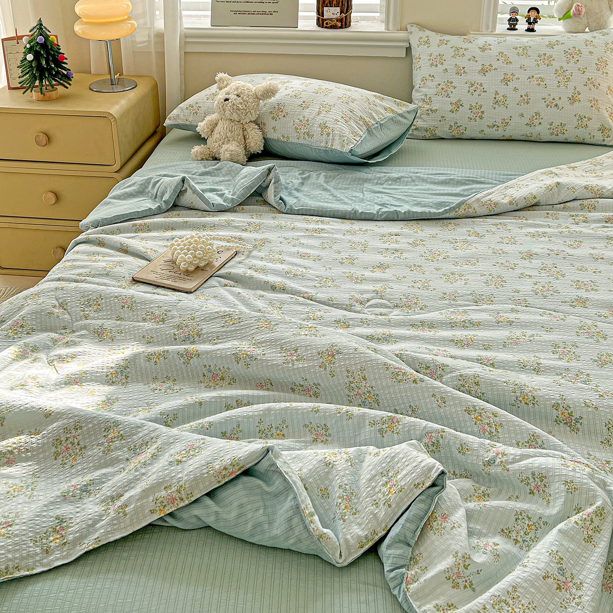 91家纺网 家纺一手货源 找家纺 王朝国际 2026新款A类彩竺棉印花夏被四件套 兰亭